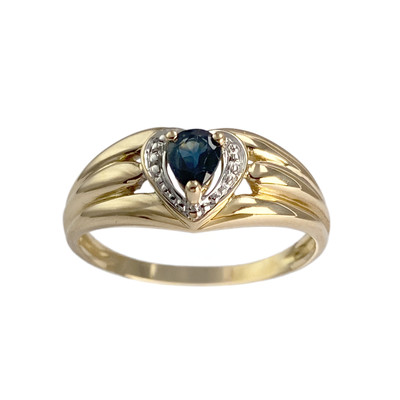 Bague d'occasion or 750 2 tons coeur saphir
