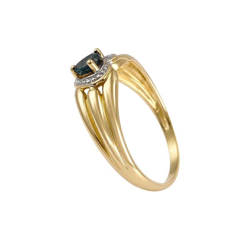 Tweekleurige tweedehands ring van 750 goud met saffierhart - afbeelding 2