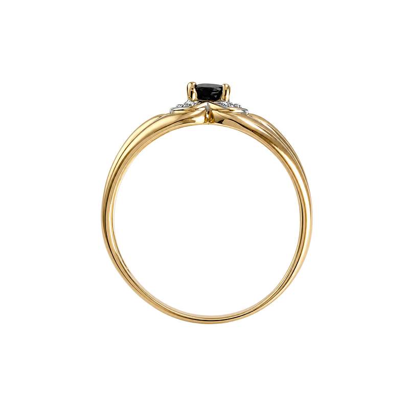 Tweekleurige tweedehands ring van 750 goud met saffierhart - afbeelding 3