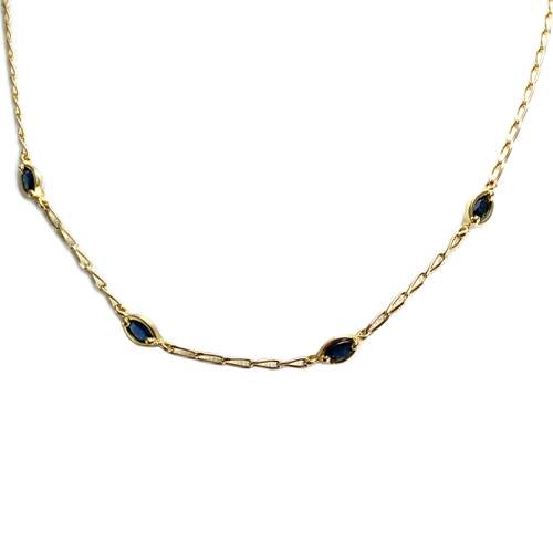 Pre-owned 750 yellow gold horse-link necklace with sapphires
