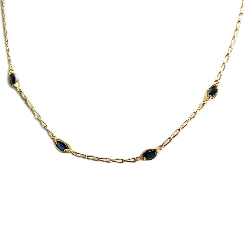 Collier d'occasion or 750 jaune maille cheval saphir - vue 1