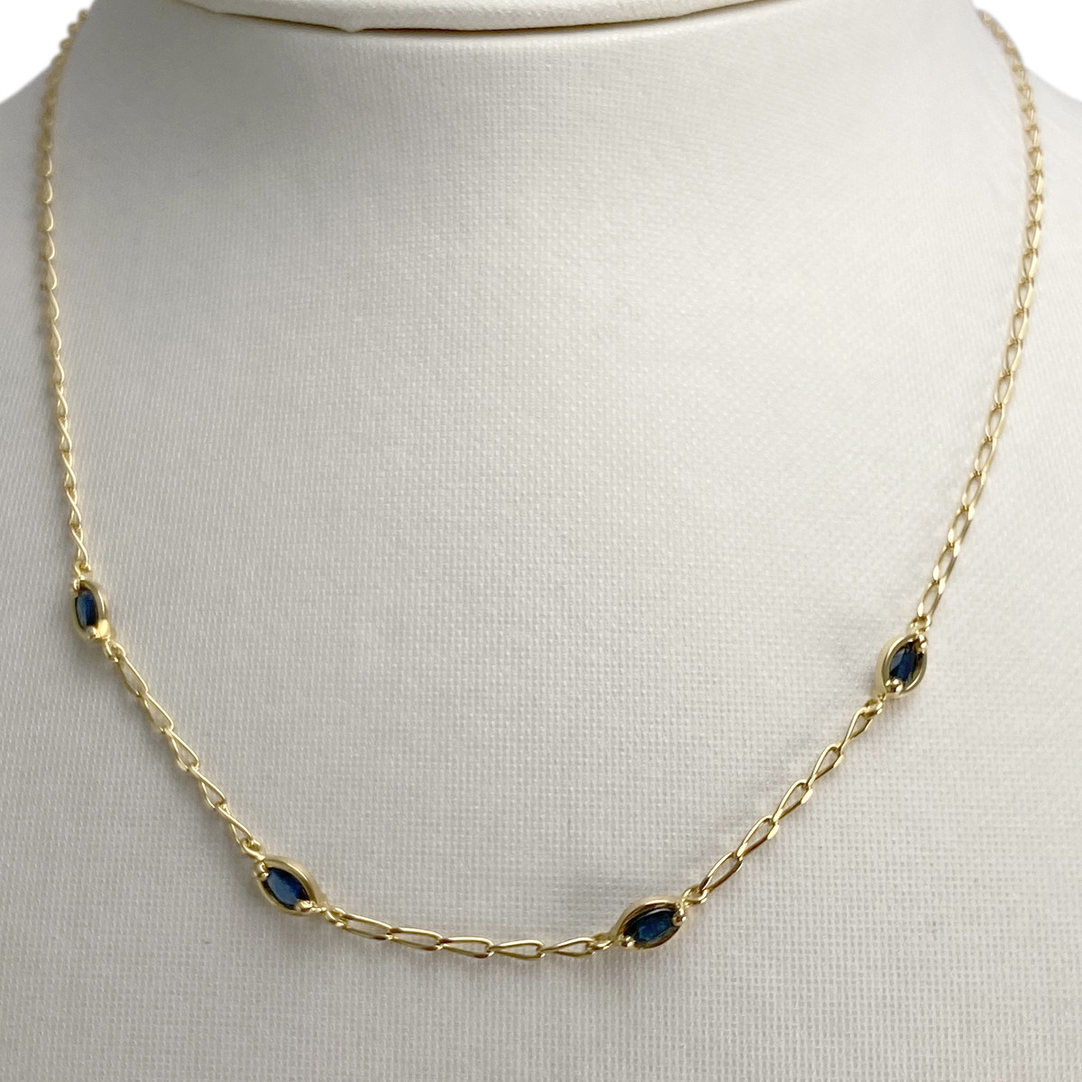 Collier d'occasion or 750 jaune maille cheval saphir - vue 2