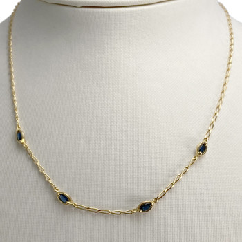 Collier d'occasion or 750 jaune maille cheval saphir