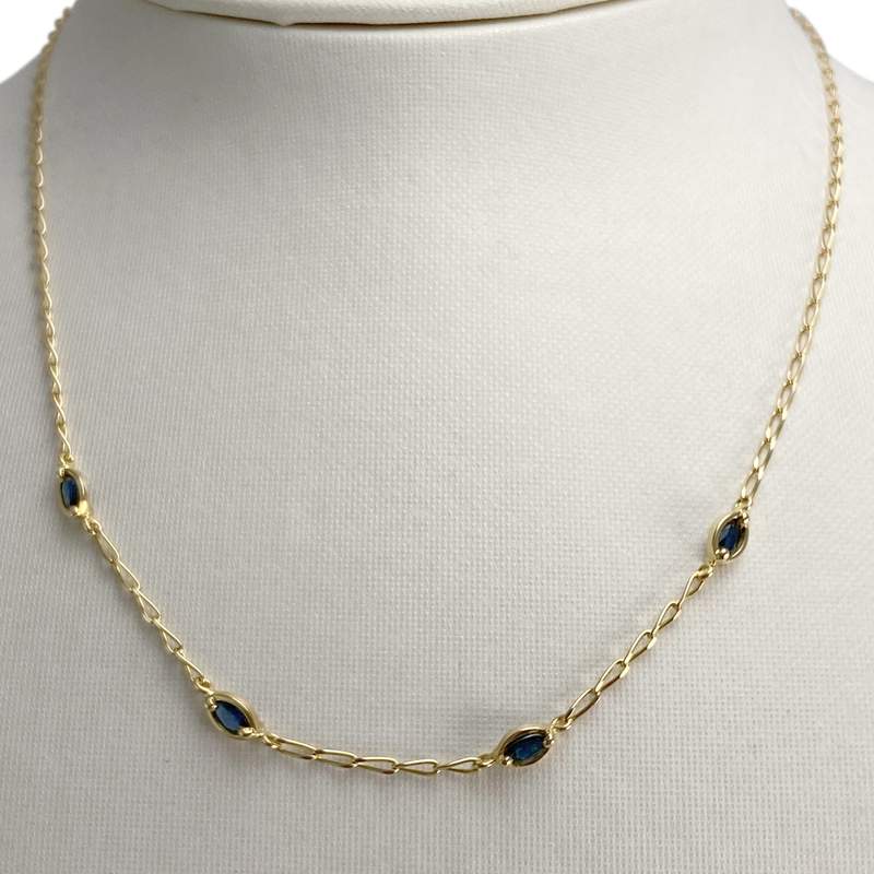 Collier d'occasion or 750 jaune maille cheval saphir - vue 2