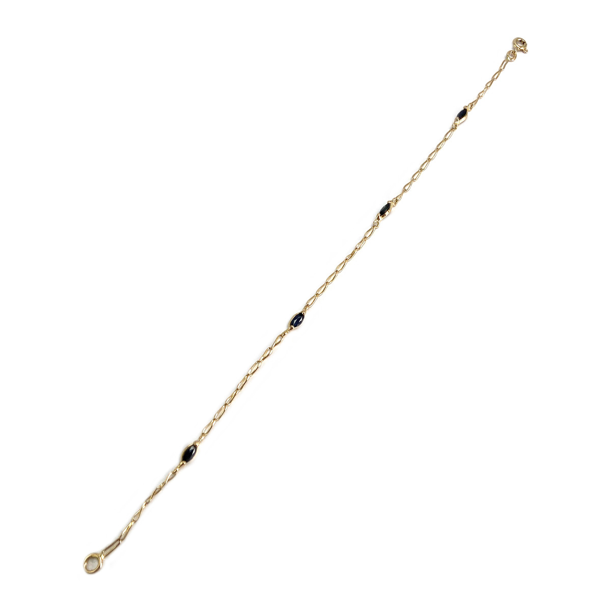 Bracelet d'occasion or 750 jaune maille cheval saphirs 19 cm - vue 2