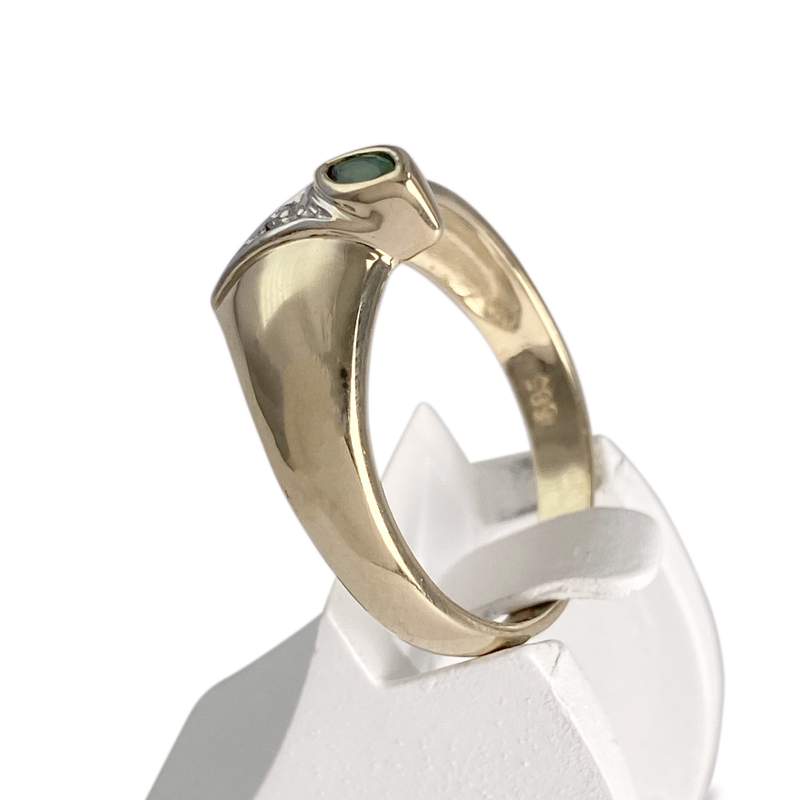Bague d'occasion or 585 2 tons diamant émeraude - vue 2