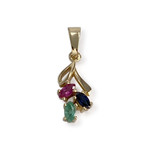 Pendentif d'occasion or 750 jaune rubis saphir émeraude - vue 1