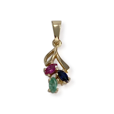 Pendentif d'occasion or 750 jaune rubis saphir émeraude