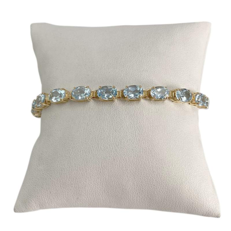 Bracelet d'occasion or 750 jaune topazes bleues traitées 19cm - vue 1