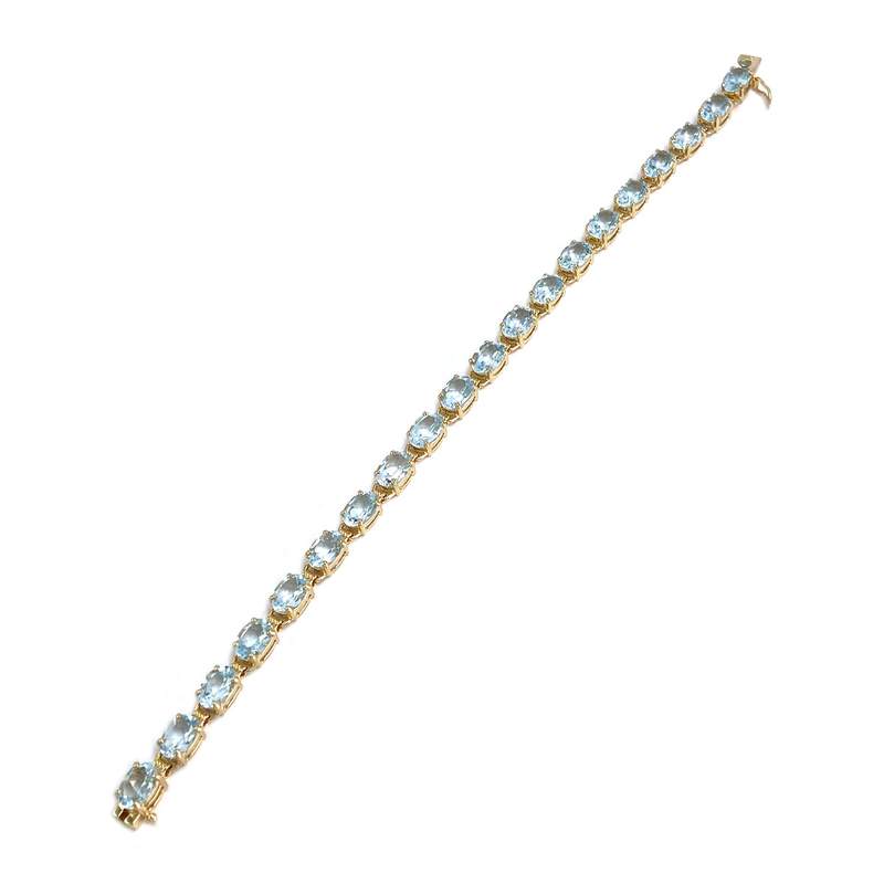 Bracelet d'occasion or 750 jaune topazes bleues traitées 19cm - vue 2