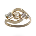 Bague d'occasion or 750 2 tons perle fine diamants - vue 1