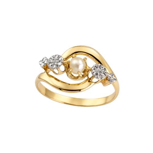 Bague d'occasion or 750 2 tons perle fine diamants