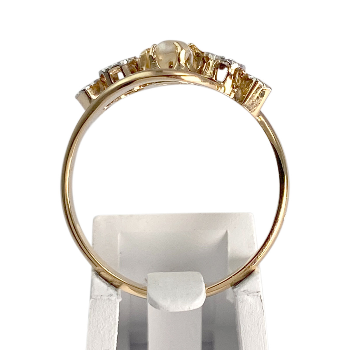 Bague d'occasion or 750 2 tons perle fine diamants - vue 3