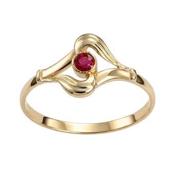 Tweedehands gouden ring 750 gele zirkonia