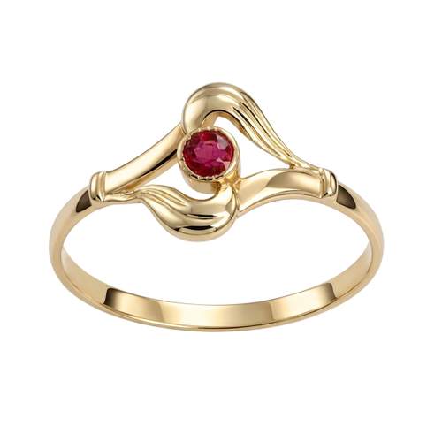 Tweedehands gouden ring 750 gele zirkonia