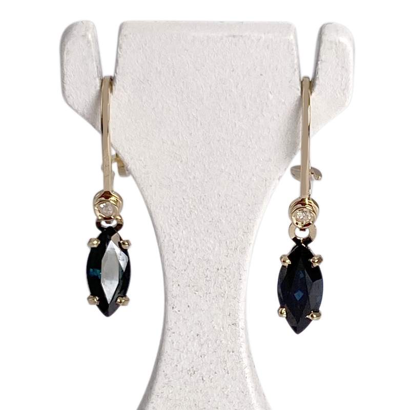 Boucles d'oreilles d'occasion or 750 jaune saphirs diamants - vue 1