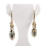 Boucles d'oreilles d'occasion or 750 jaune saphirs diamants - vue 3