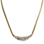 Collier d'occasion or 750 2 tons maille gourmette diamants - vue 1