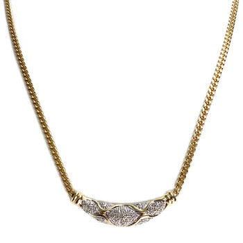Pre-owned 750 two-tone gold diamond curb chain necklace