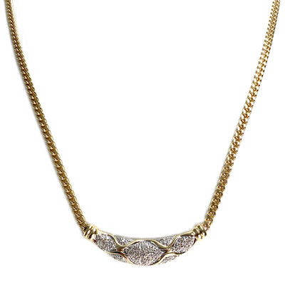 Collier d'occasion or 750 2 tons maille gourmette diamants