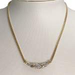 Tweekleurige tweedehands ketting van 750 goud met diamanten in gourmette-schakels, 43 cm - afbeelding 2