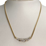 Collier d'occasion or 750 2 tons maille gourmette diamants - vue 2