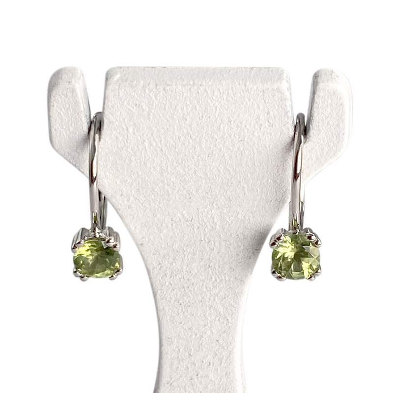 Boucles d'oreilles d'occasion or 375 blanc péridots - vue 1