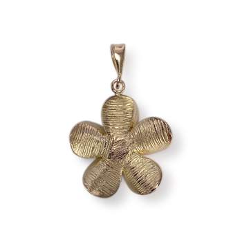 Pendentif d'occasion or 585 2 tons fleur zirconia