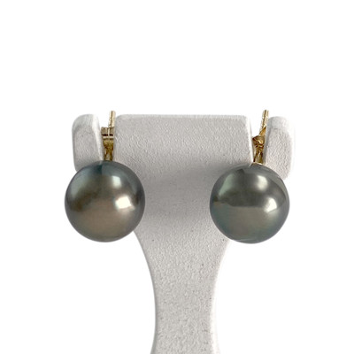 Boucles d'oreilles d'occasion or 750 jaune perles de culture de Tahiti