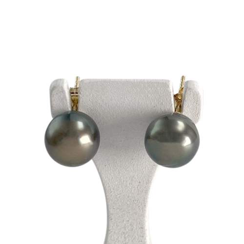 Boucles d'oreilles d'occasion or 750 jaune perles de culture de Tahiti