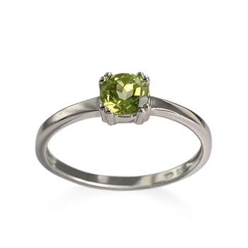 Bague d'occasion or 750 blanc péridot