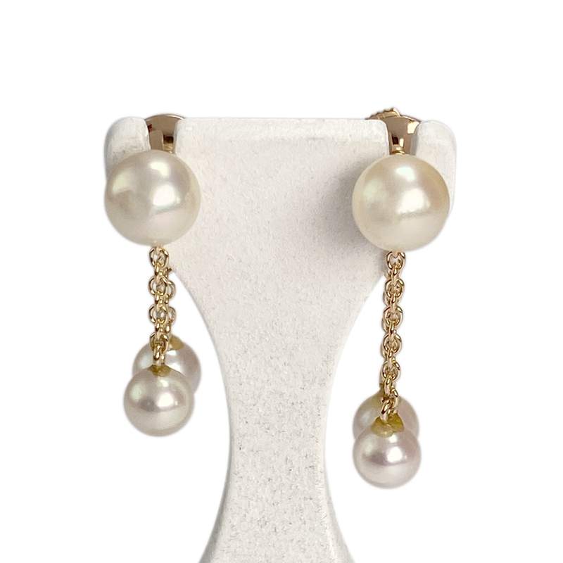 Boucles d'oreilles d'occasion or 750 jaune perle de culture perle de culture - vue 1