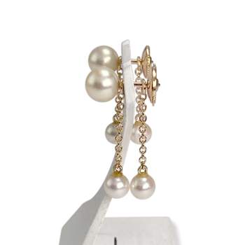 Boucles d'oreilles d'occasion or 750 jaune perle de culture perle de culture
