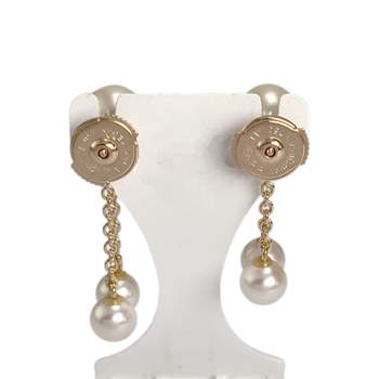 Boucles d'oreilles d'occasion or 750 jaune perle de culture perle de culture