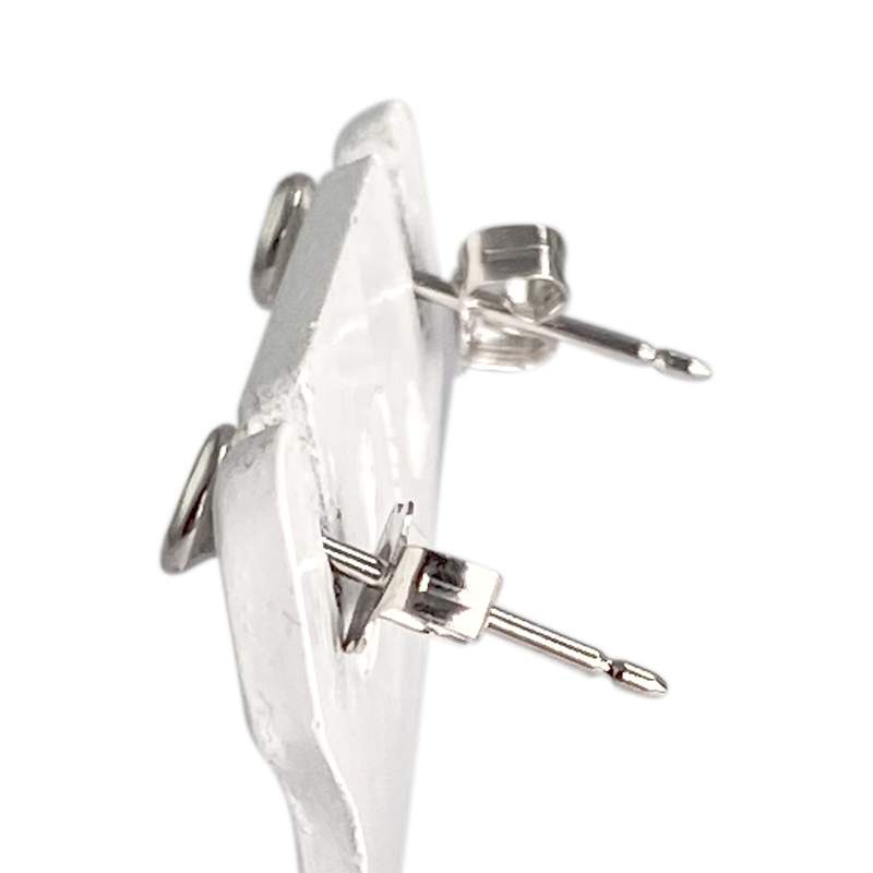 Boucles d'oreilles d'occasion or 750 blanc diamants - vue 2
