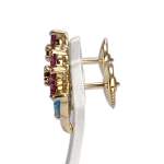 Boucles d'oreilles d'occasion or 750 jaune topazes bleue traitée et grenats - vue 2