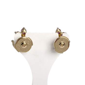 Boucles d'oreilles d'occasion or 750 jaune topazes bleue traitée et grenats