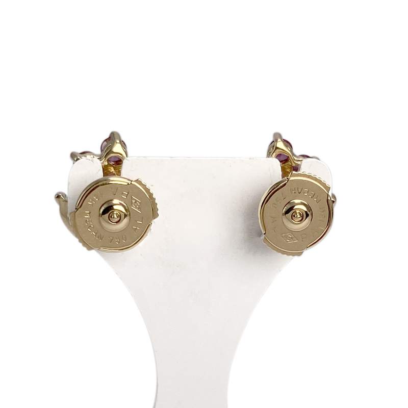 Boucles d'oreilles d'occasion or 750 jaune topazes bleue traitée et grenats - vue 3