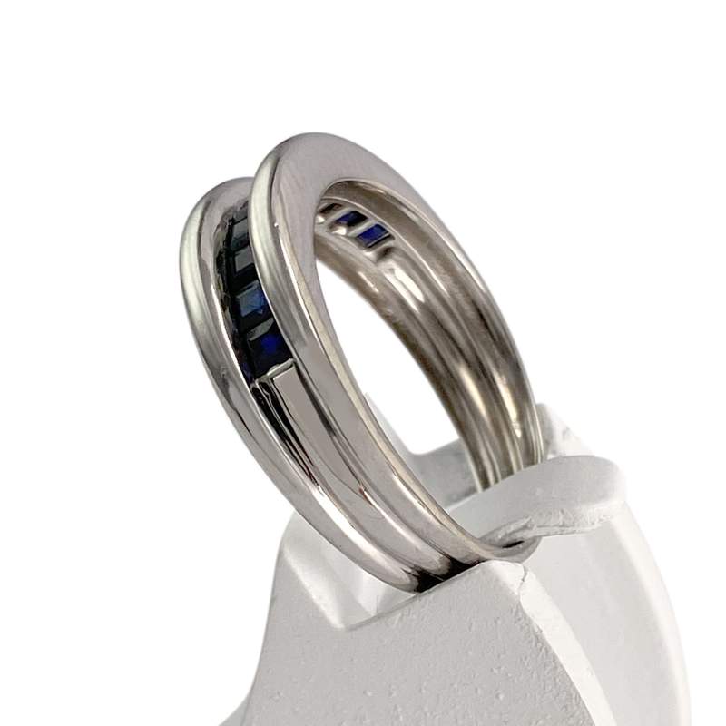 Bague d'occasion or 750 blanc saphirs - vue 2
