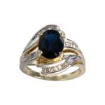 Bague d'occasion or 750 2 tons saphir diamants - vue 1