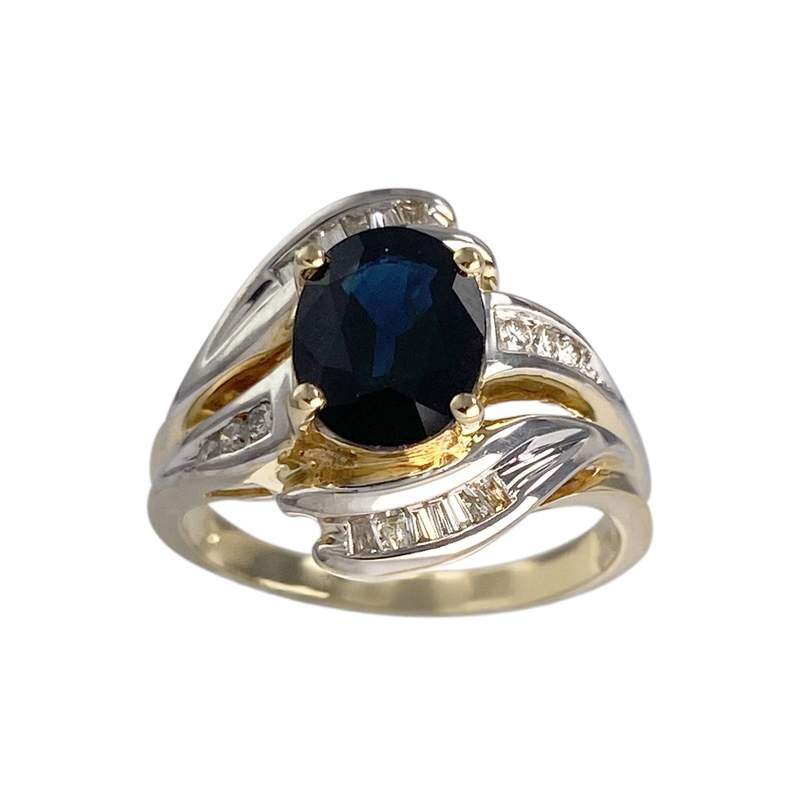 Bague d'occasion or 750 2 tons saphir diamants - vue 1