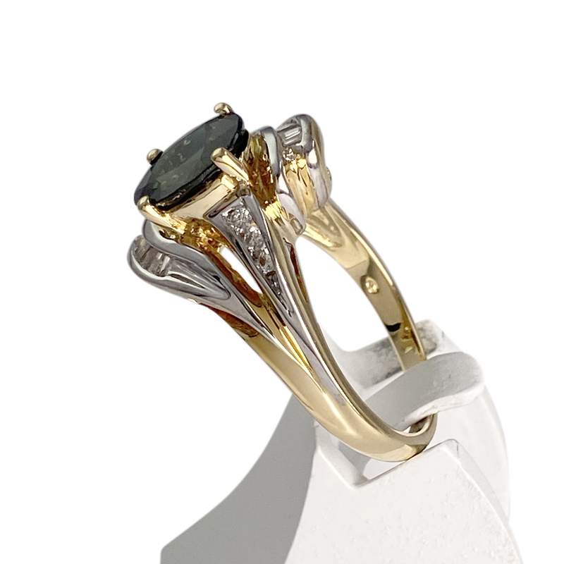 Bague d'occasion or 750 2 tons saphir diamants - vue 2