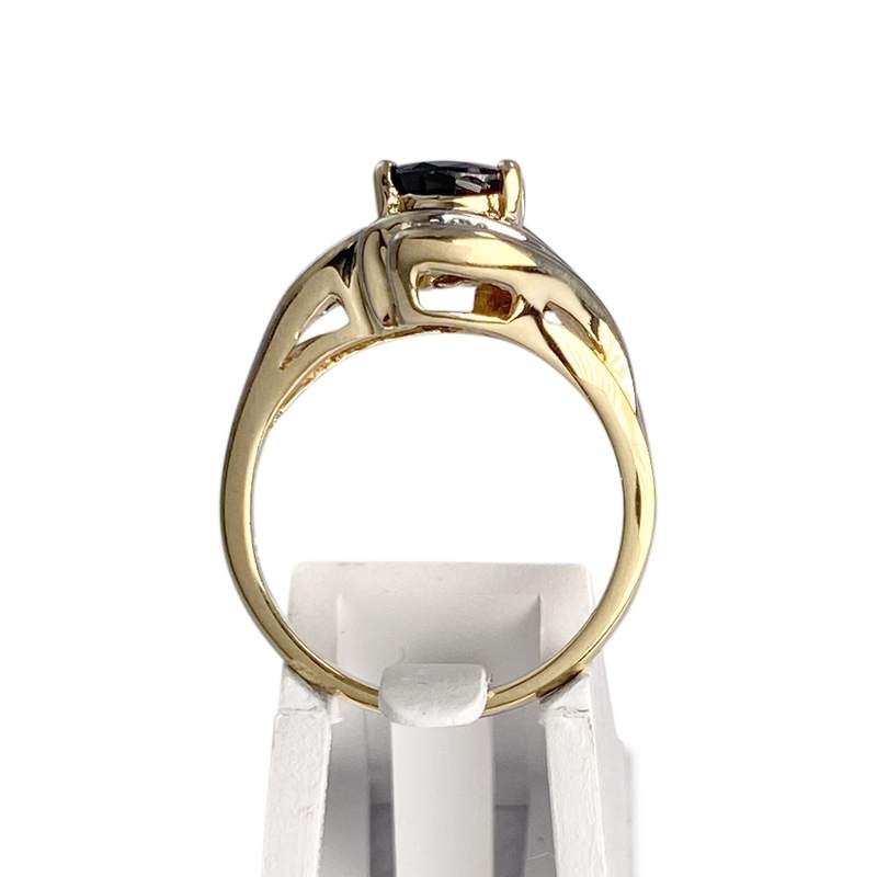 Bague d'occasion or 750 2 tons saphir diamants - vue 3