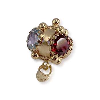 Pendentif d'occasion or 750 jaune citrine améthyste grenat topaze bleue traitée