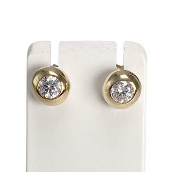 Boucles d'oreilles d'occasion or 750 jaune zirconias