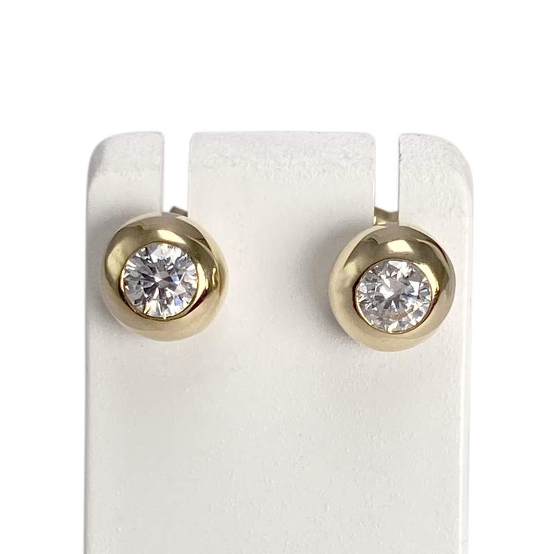 Boucles d'oreilles d'occasion or 750 jaune zirconias - vue 1