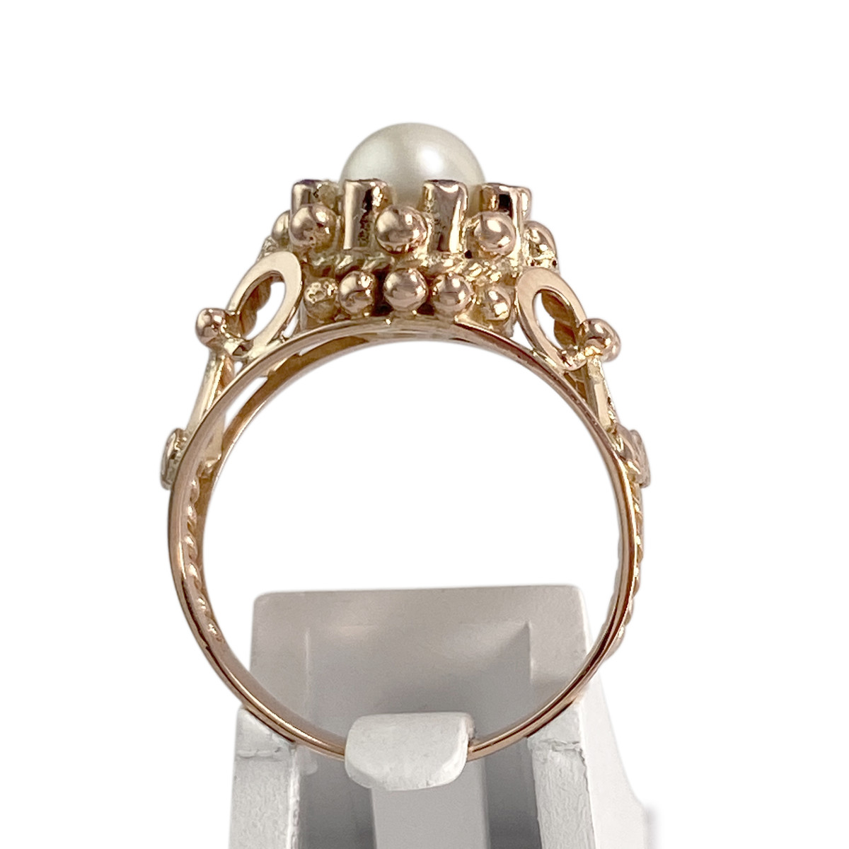 Bague d'occasion or 750 jaune zirconias perle de culture - vue 3