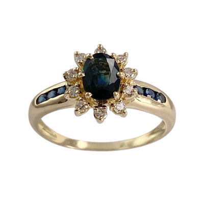 Bague d'occasion or 750 jaune diamants saphirs