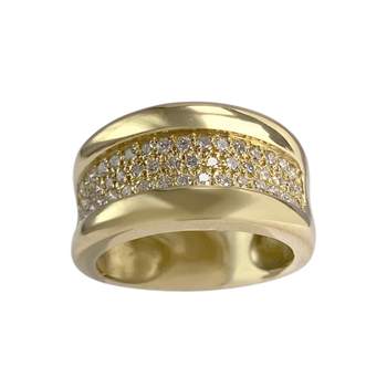 Tweedehands gouden ring 750 gele diamanten