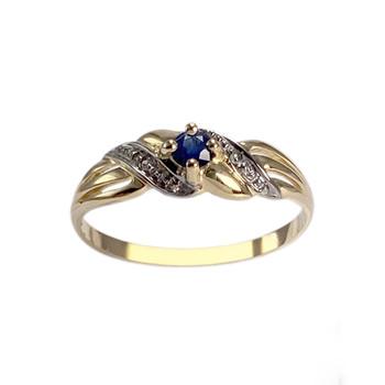 Bague d'occasion or 750 2 tons diamants saphir